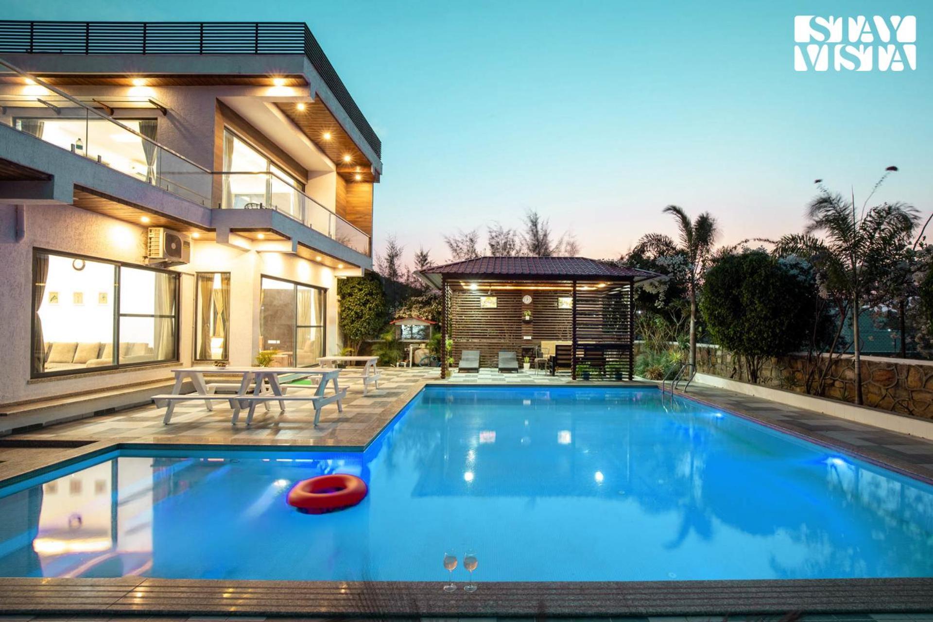 Stayvista'S Bella Dream - Mountain-View With Outdoor Pool, Lawn Featuring A Gazebo & Indoor Games Udaipur Luaran gambar
